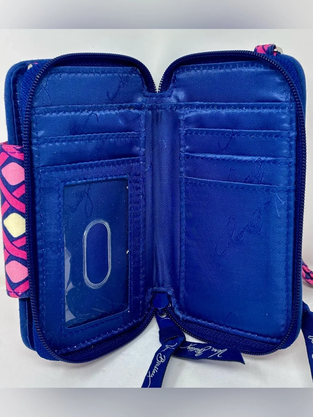Vera Bradley Katalina Pink White Diamonds Zippered Wallet Wristlet Lightweight
